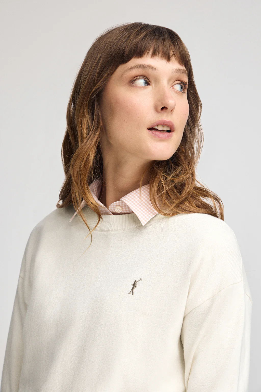 Nude round-neck wool-blend jumper with Rigby Go embroidery - Image 2
