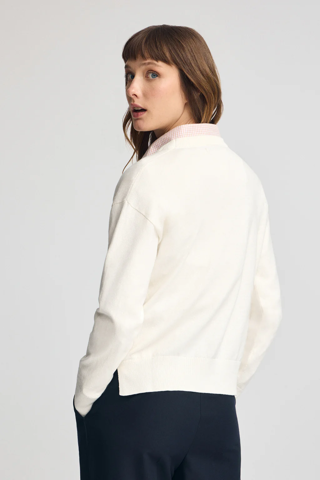 Nude round-neck wool-blend jumper with Rigby Go embroidery - Image 4