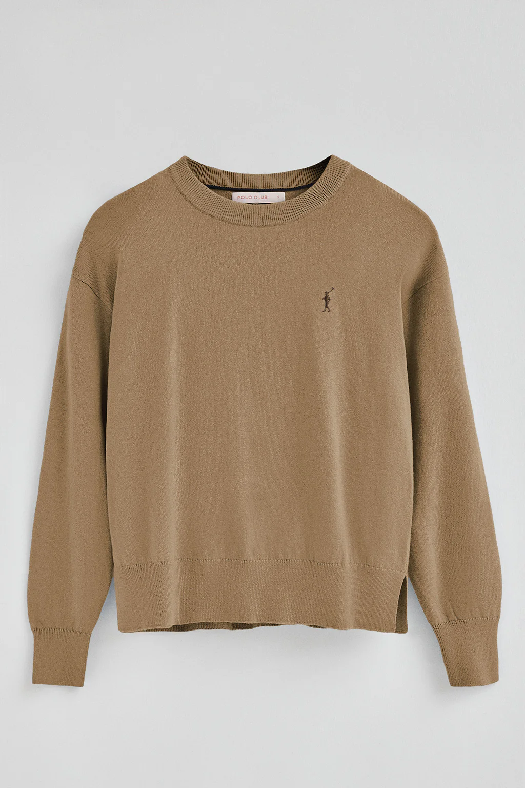 Light-brown round-neck wool-blend jumper with Rigby Go embroidery - Image 5