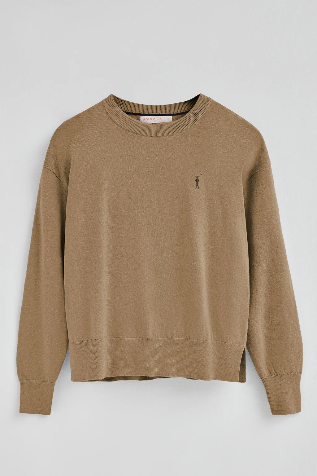 Light-brown round-neck wool-blend jumper with Rigby Go embroidery - Image 7