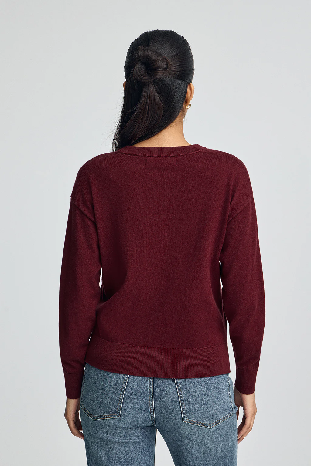 Maroon round-neck wool-blend jumper with Rigby Go embroidery - Image 4