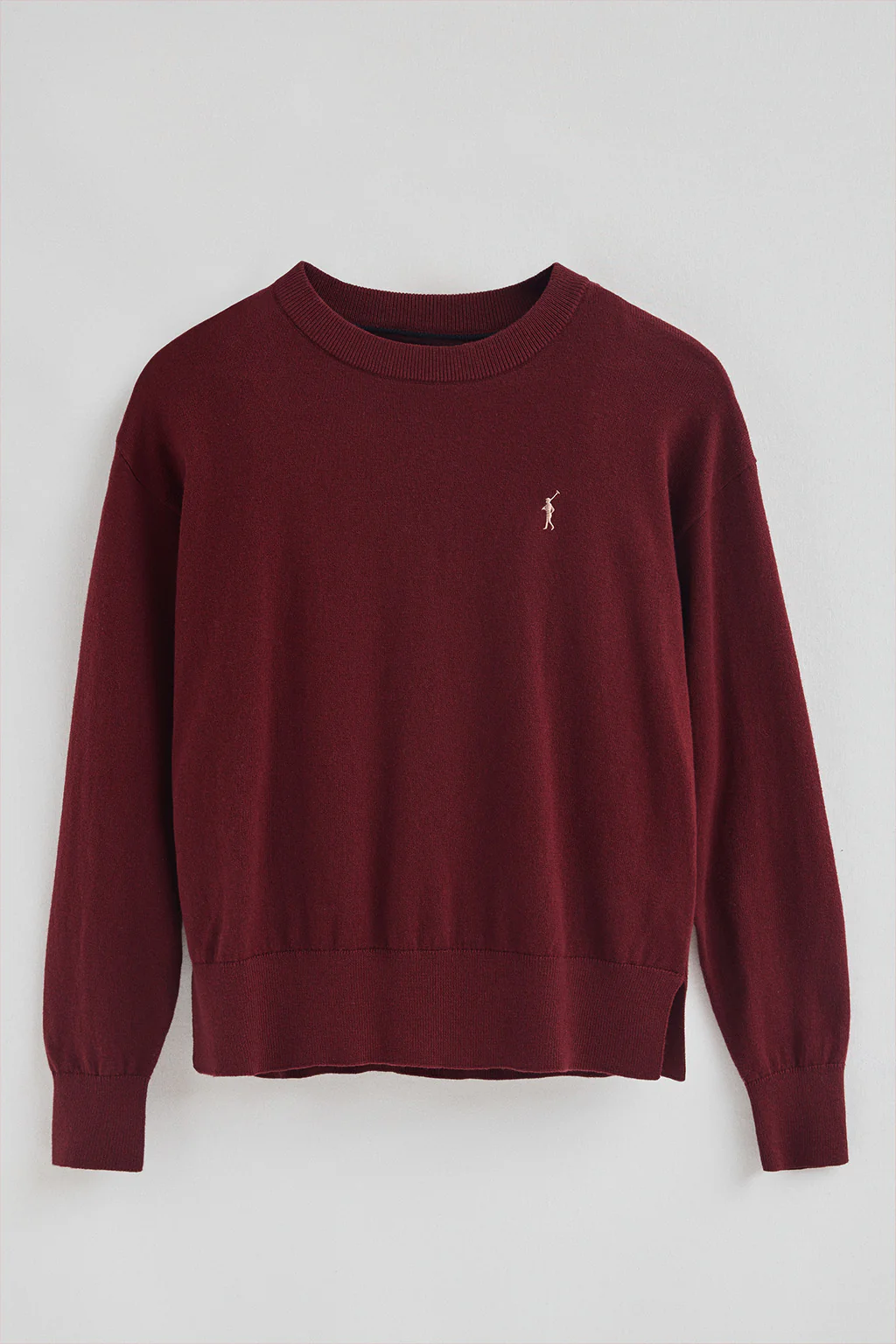 Maroon round-neck wool-blend jumper with Rigby Go embroidery - Image 7