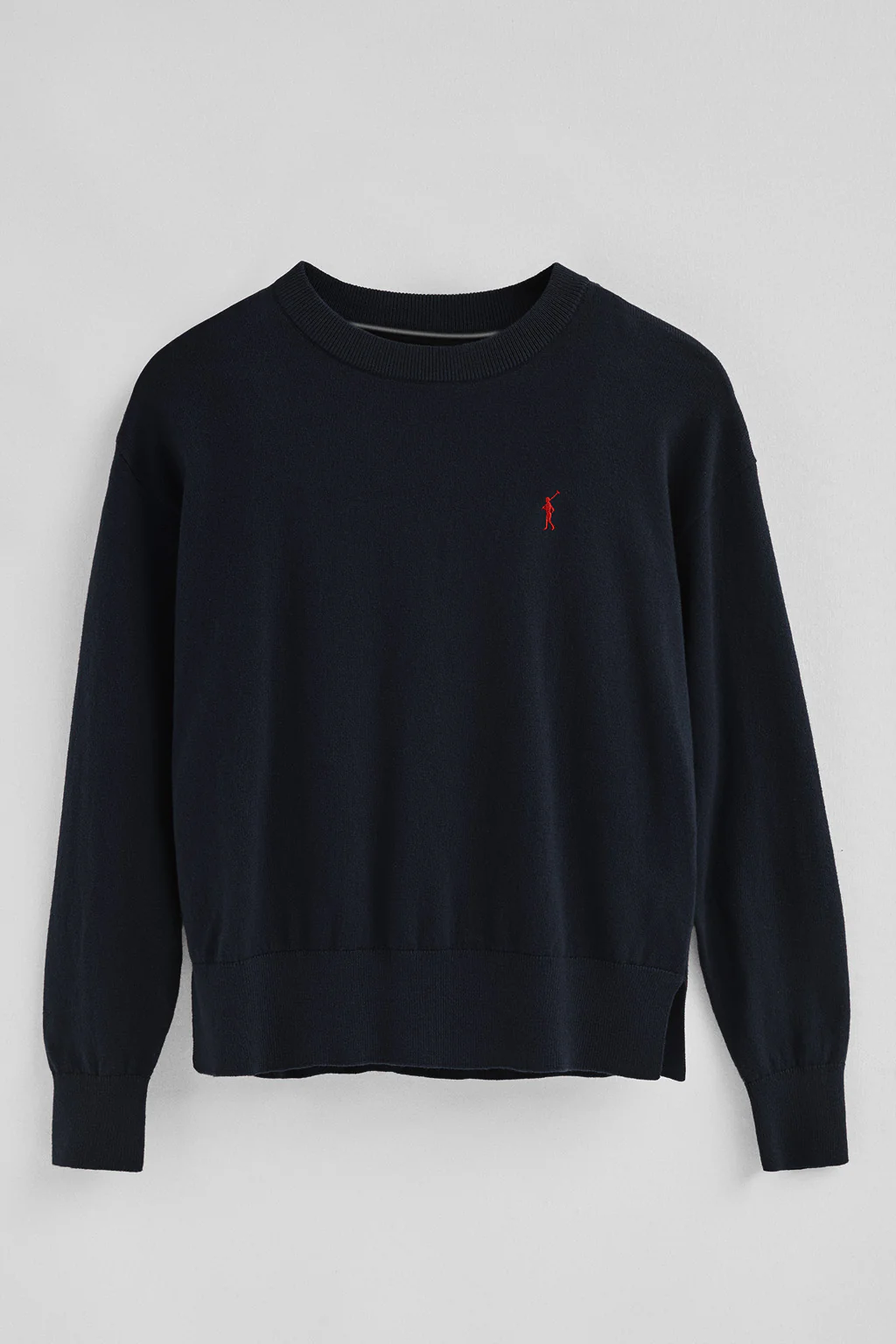 Navy-blue round-neck wool-blend jumper with Rigby Go embroidery - Image 5