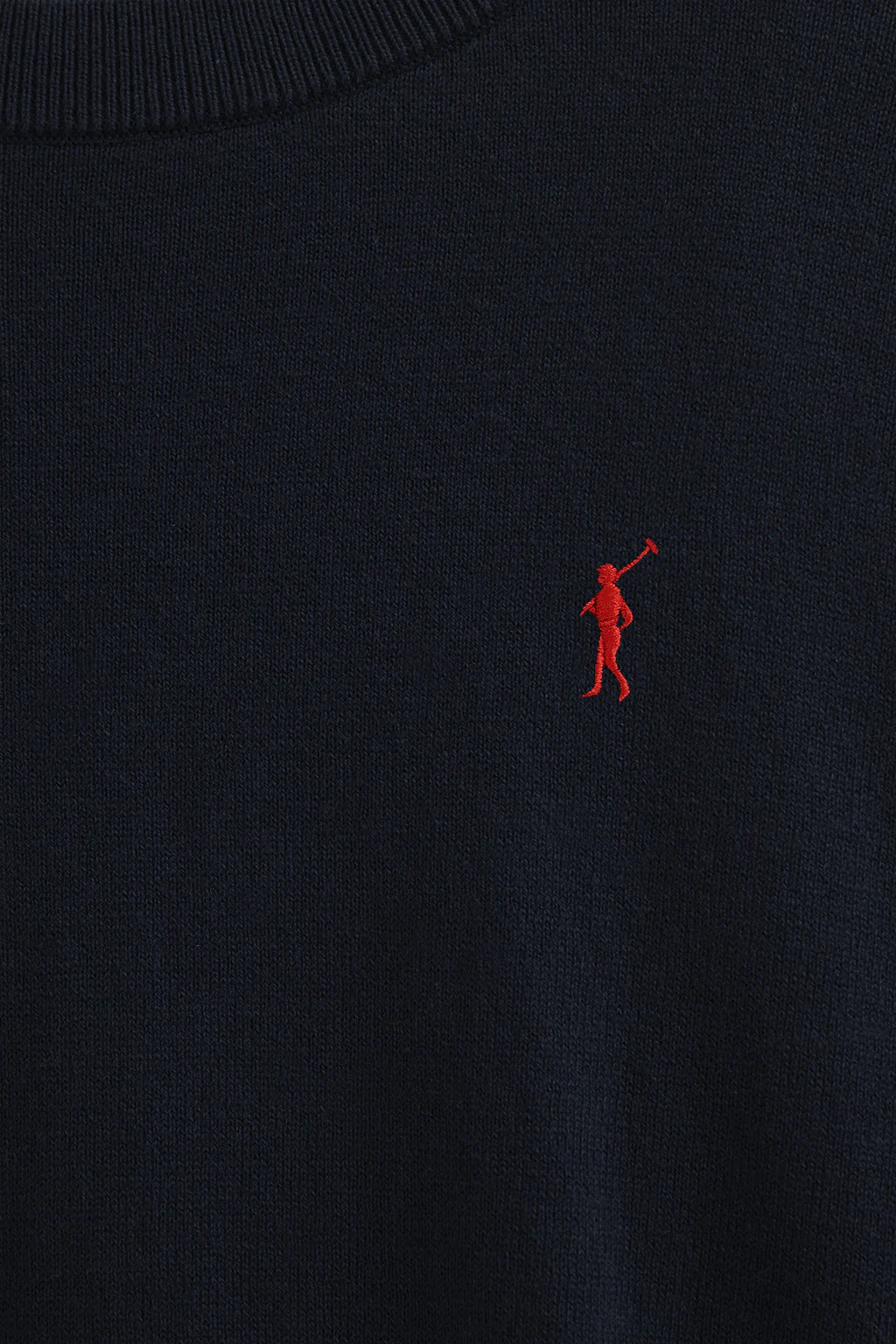 Navy-blue round-neck wool-blend jumper with Rigby Go embroidery - Image 6