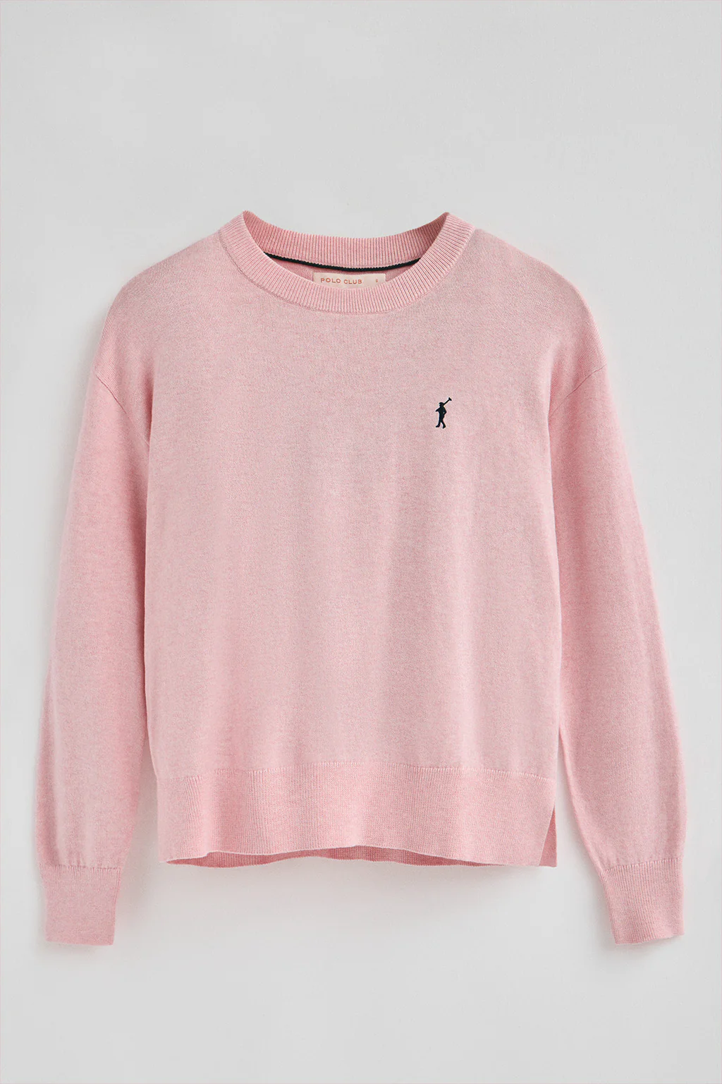 Pink-marl round-neck wool-blend jumper with Rigby Go embroidery - Image 7