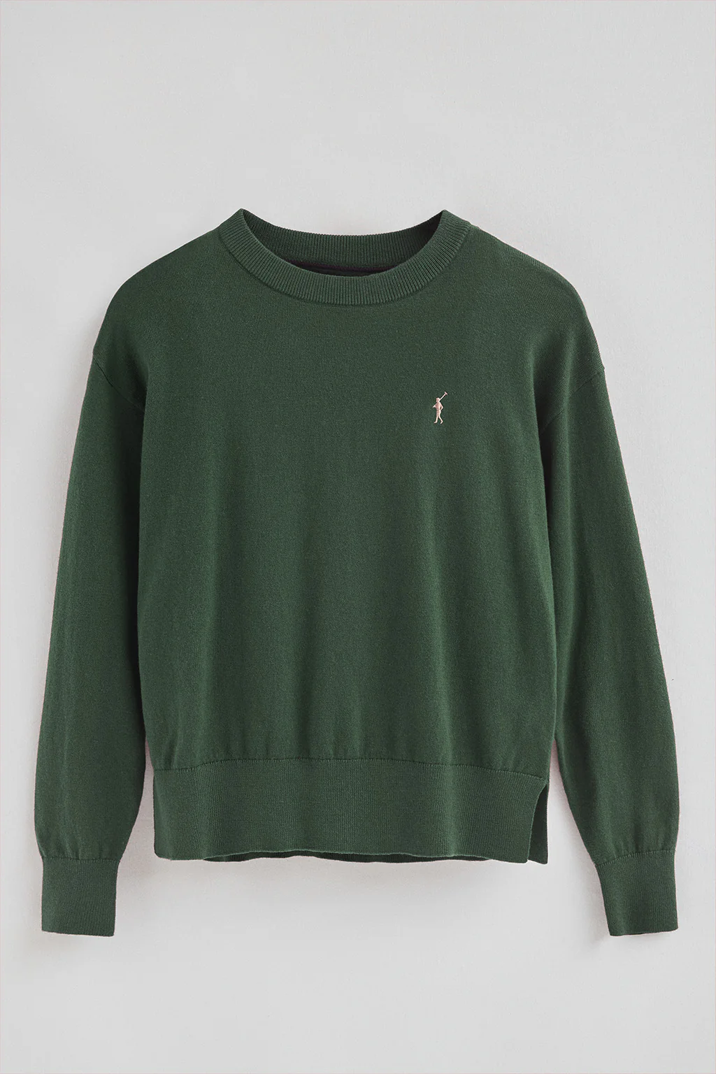 Mud-green round-neck wool-blend jumper with Rigby Go embroidery - Image 7