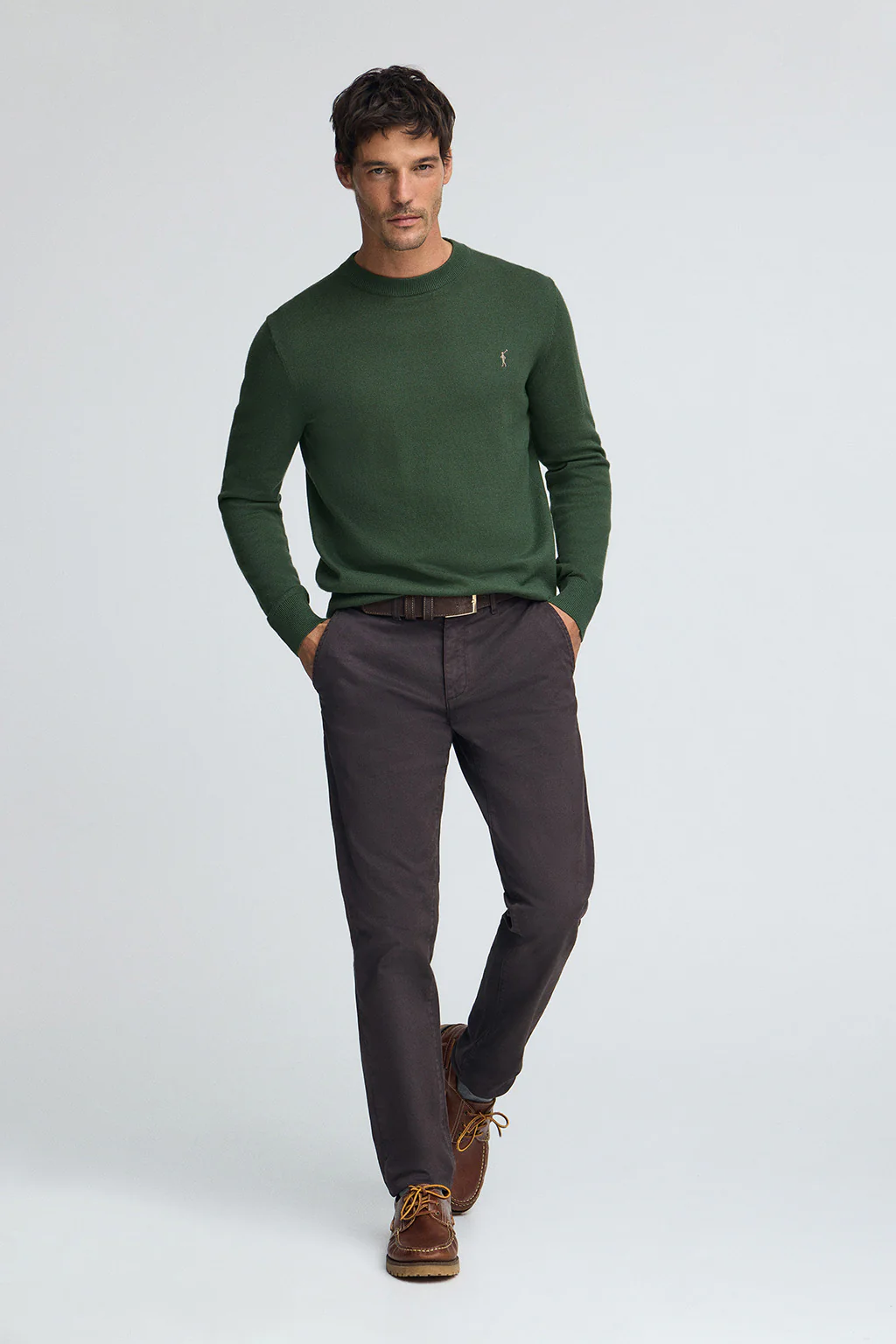 Mud-green wool-blend jumper with Rigby Go embroidery - Image 3