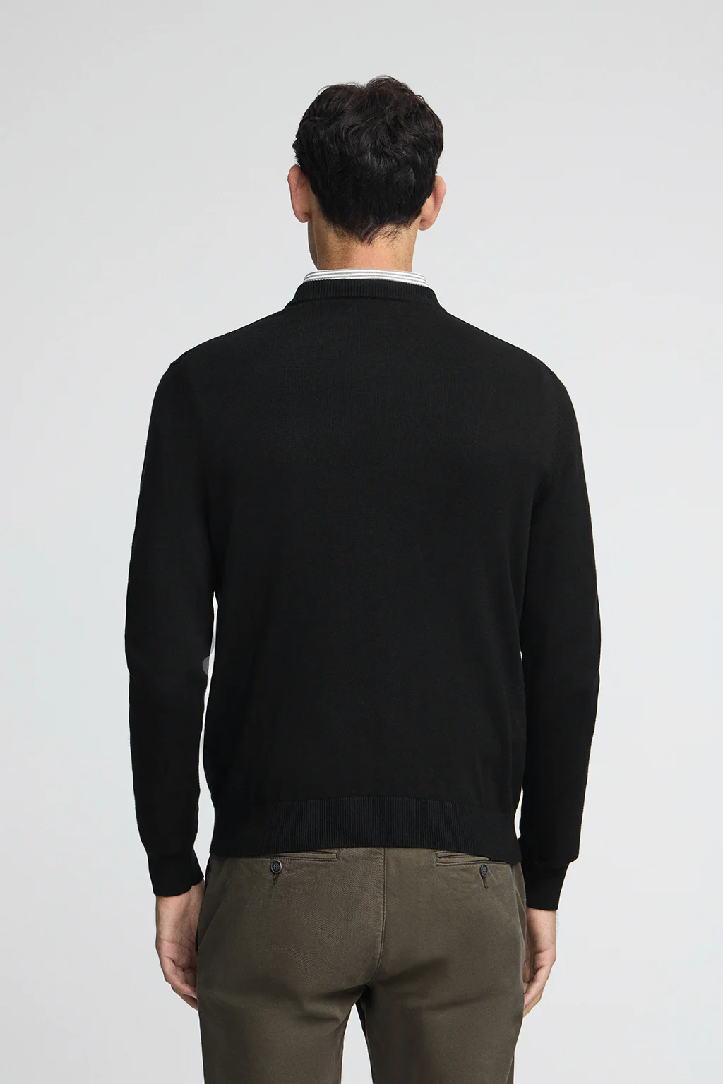 Black V-neck cotton jumper with Rigby Go embroidery - Image 4