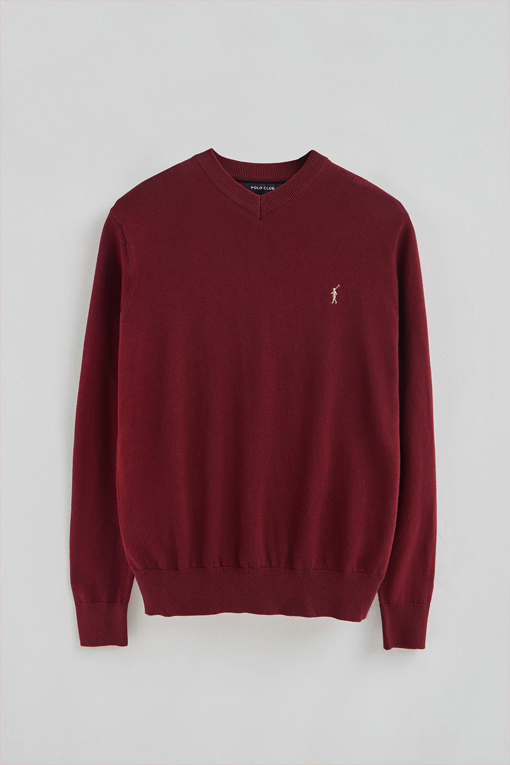 Maroon V-neck cotton jumper with Rigby Go embroidery - Image 5