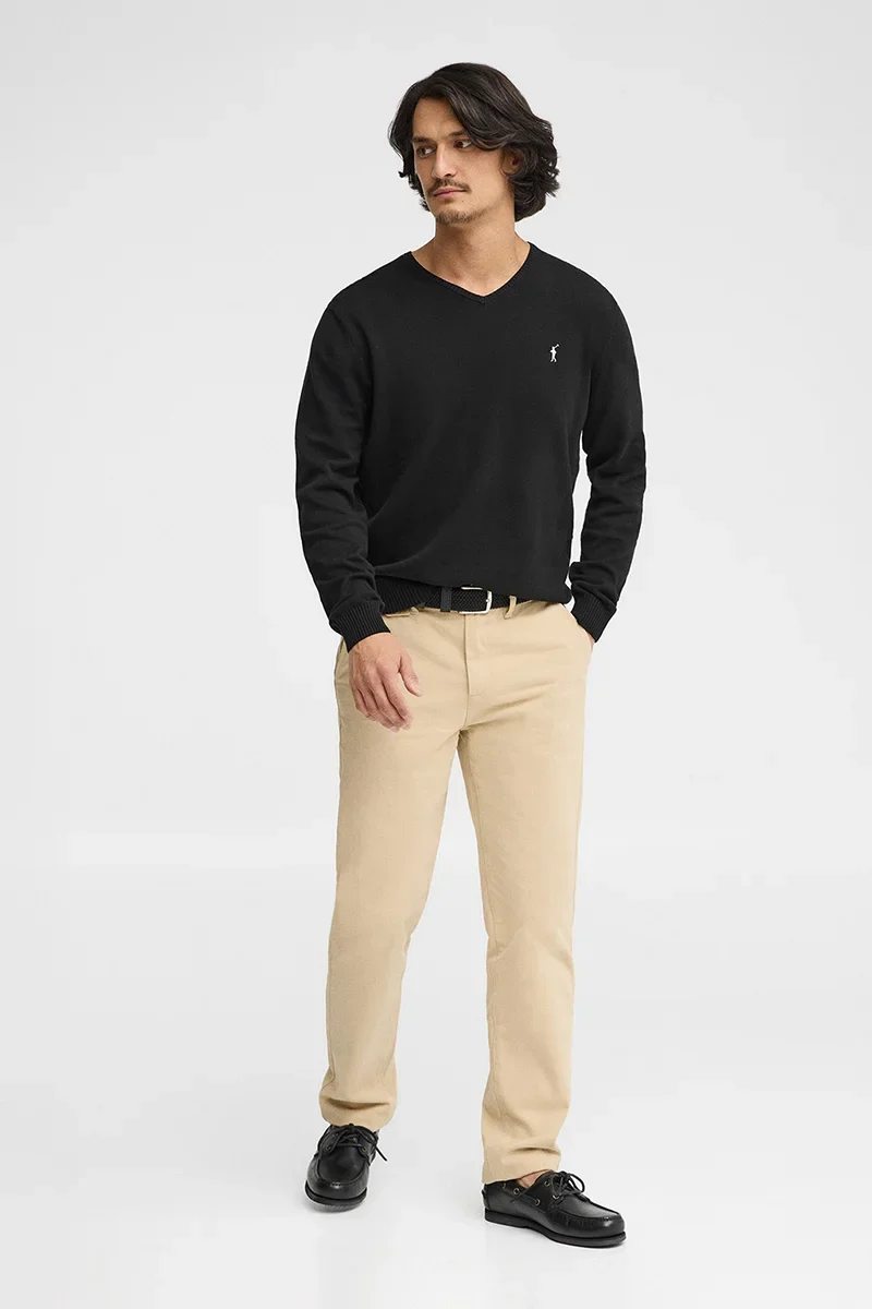 Black V-neck jumper with Rigby Go embroidery - Image 3