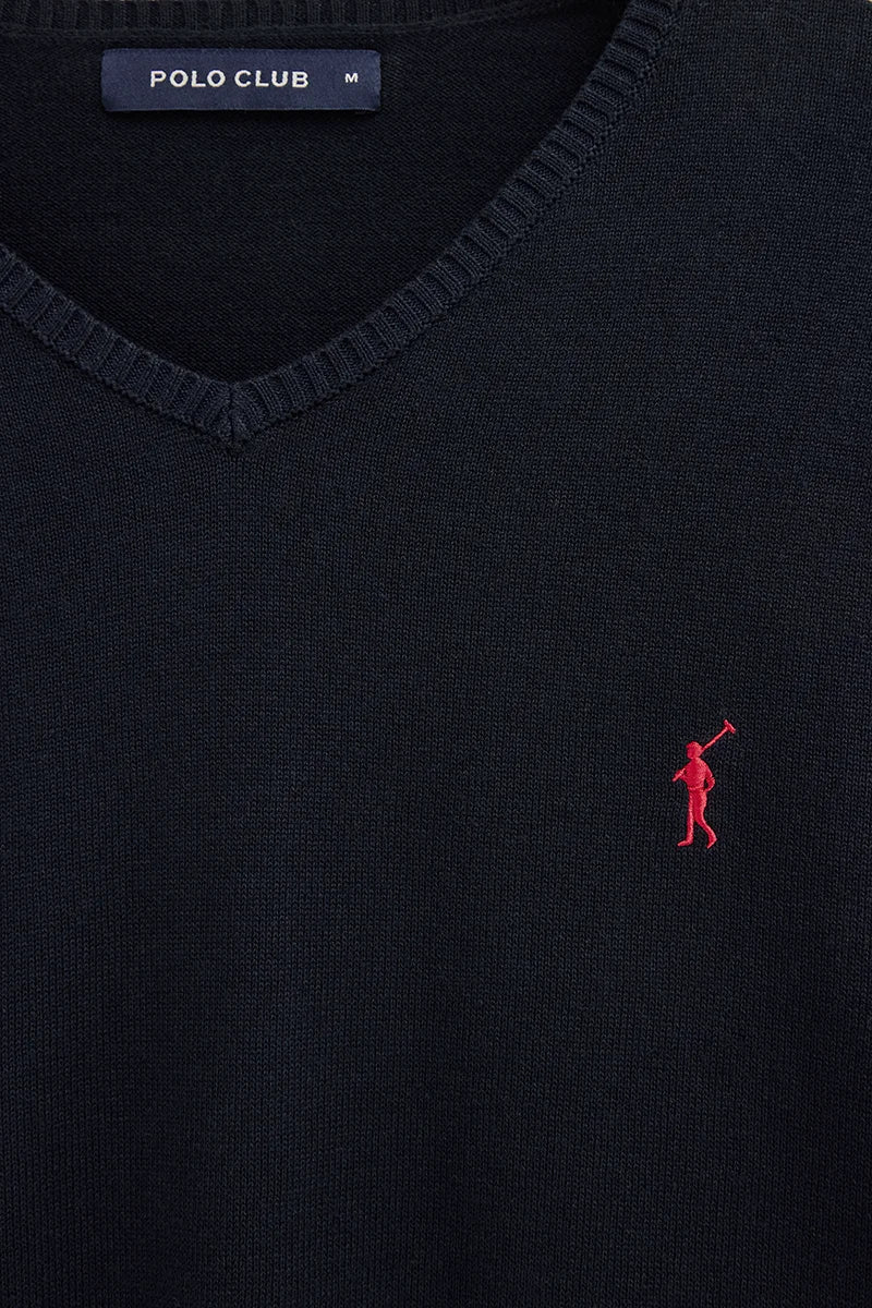 Navy-blue V-neck jumper with Rigby Go embroidery - Image 7