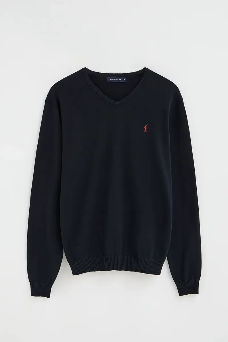 Navy-blue V-neck jumper with Rigby Go embroidery - Image 9