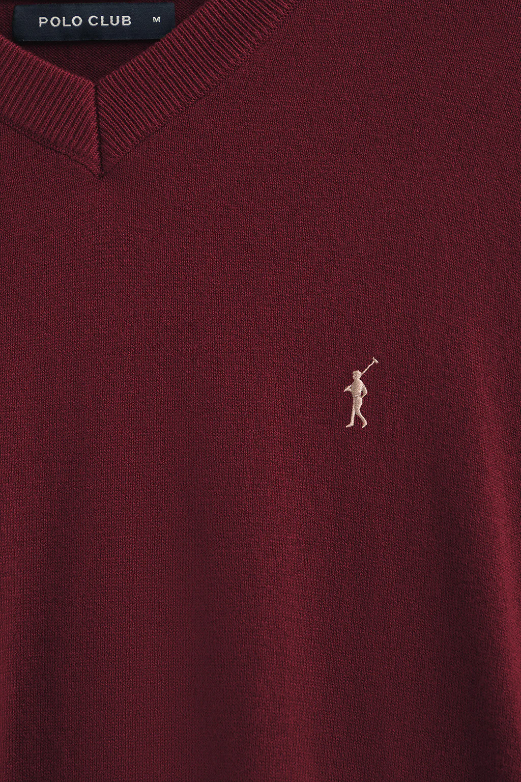 Maroon V-neck wool-blend jumper with Rigby Go embroidery - Image 6