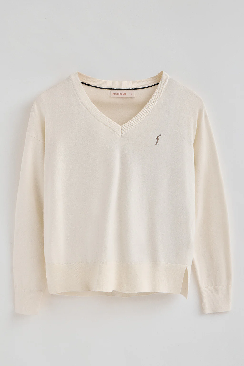 Nude V-neck wool-blend jumper with Rigby Go embroidery - Image 5