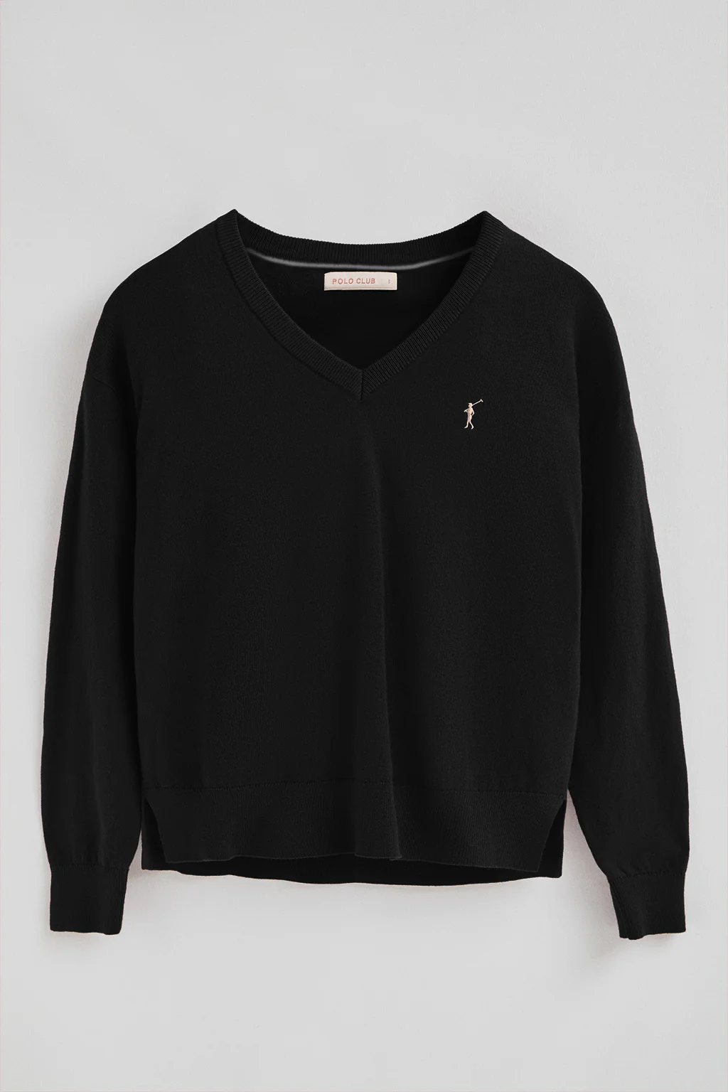 Black V-neck wool-blend jumper with Rigby Go embroidery - Image 7