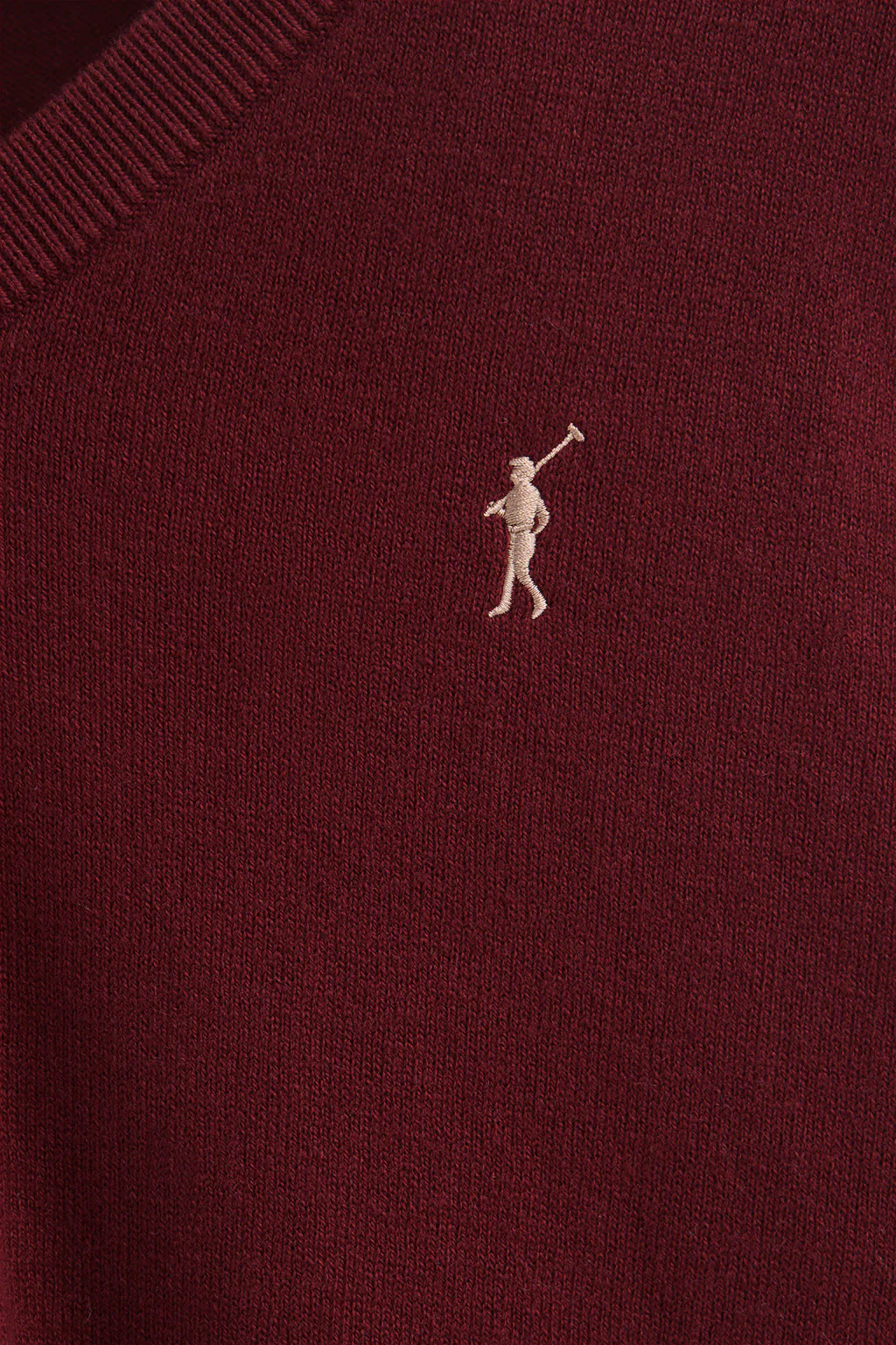 Maroon V-neck wool-blend jumper with Rigby Go embroidery - Image 6