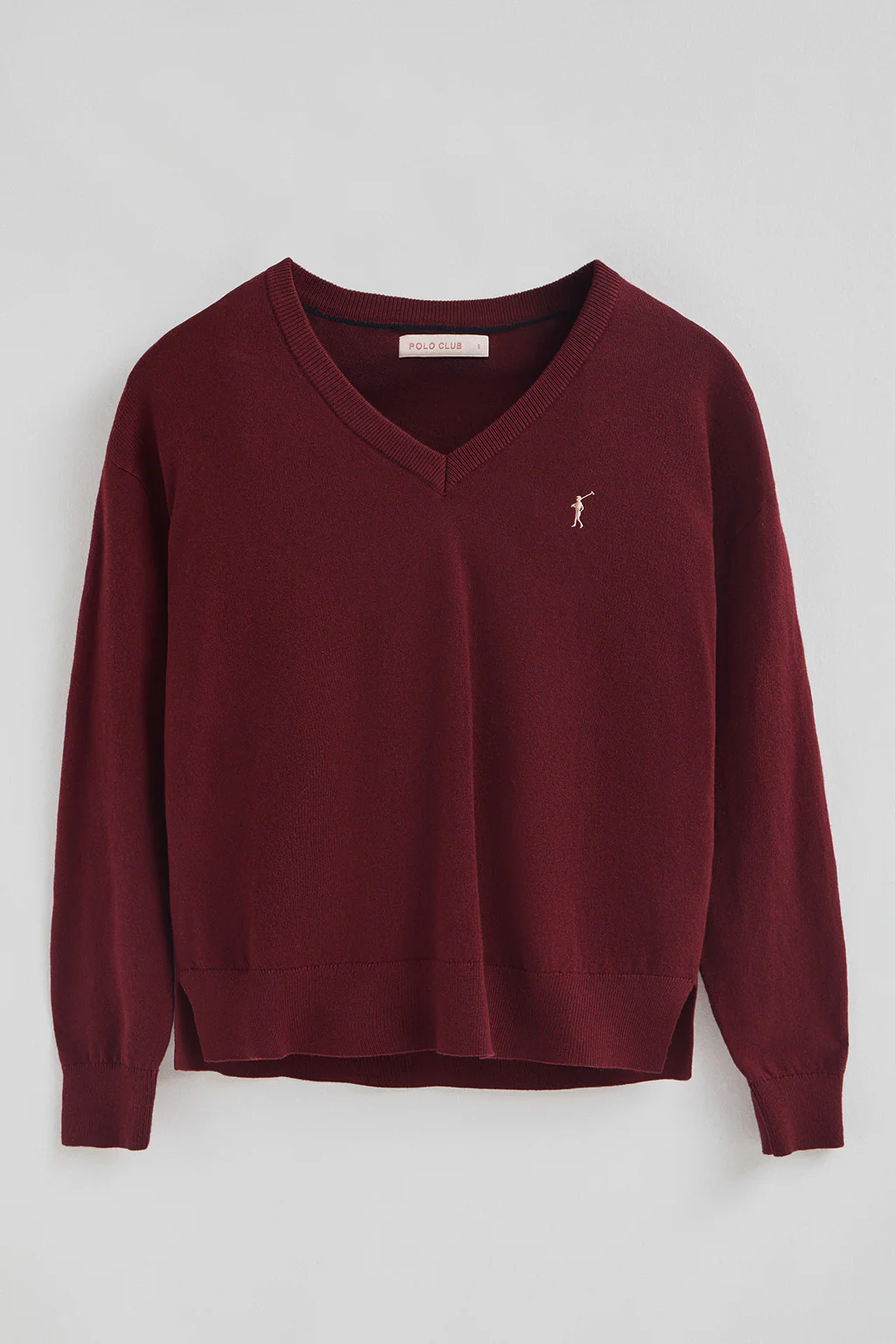 Maroon V-neck wool-blend jumper with Rigby Go embroidery - Image 7