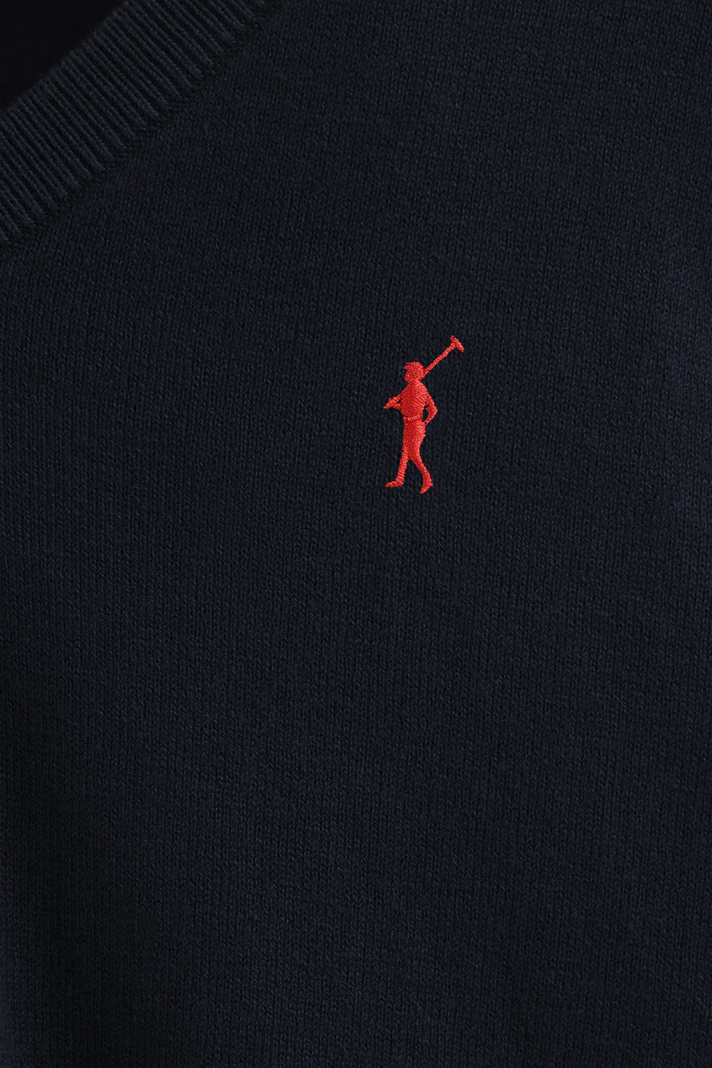 Navy-blue V-neck wool-blend jumper with Rigby Go embroidery - Image 6