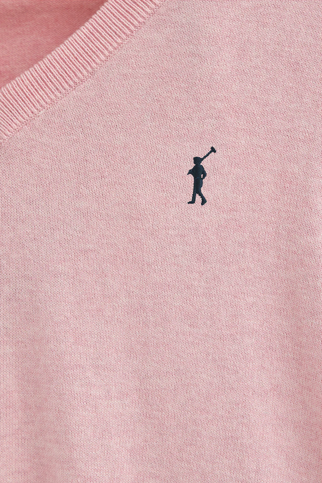 Pink-marl V-neck wool-blend jumper with Rigby Go embroidery - Image 6