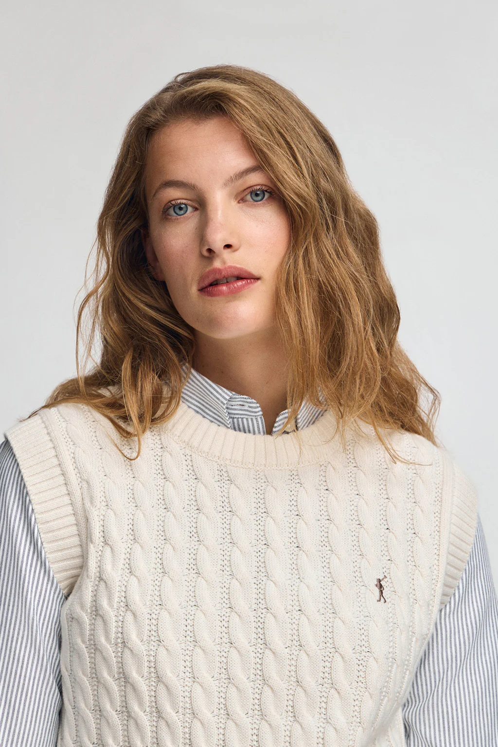 Nude cable-knit vest Polo Club