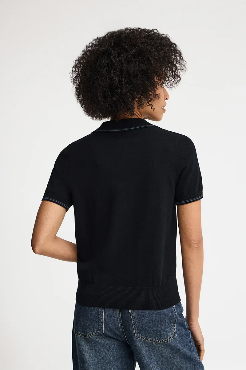 Navy-blue short-sleeve jumper with polo collar and Rigby Go embroidery - Image 5
