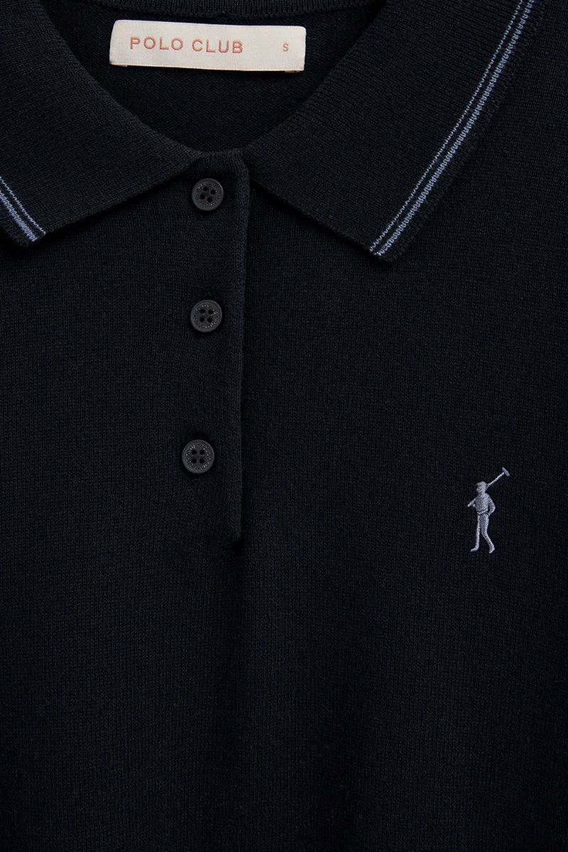 Navy-blue short-sleeve jumper with polo collar and Rigby Go embroidery - Image 7