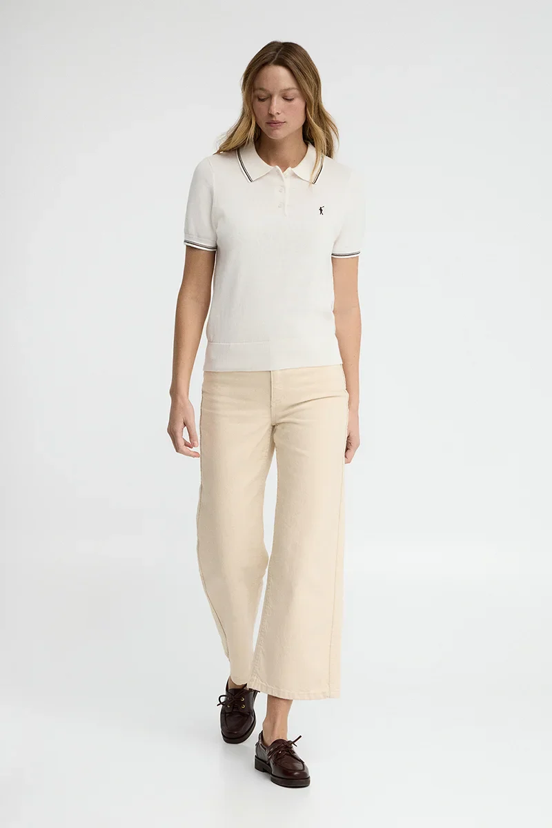Nude short-sleeve jumper with polo collar and Rigby Go embroidery - Image 4