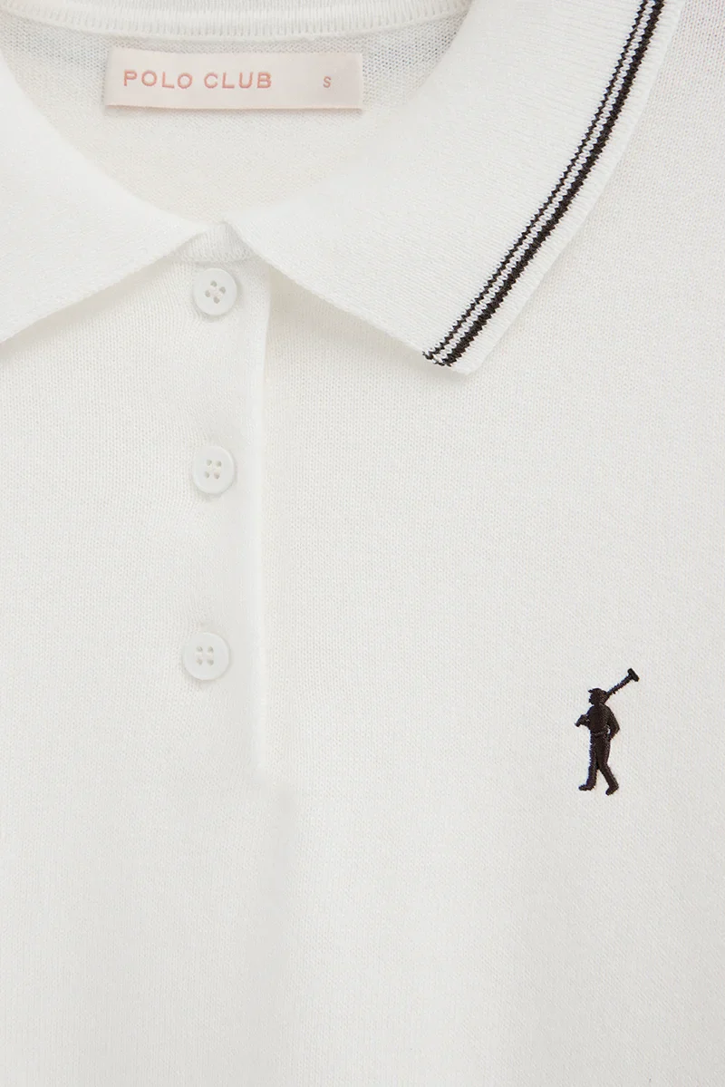 Nude short-sleeve jumper with polo collar and Rigby Go embroidery - Image 7