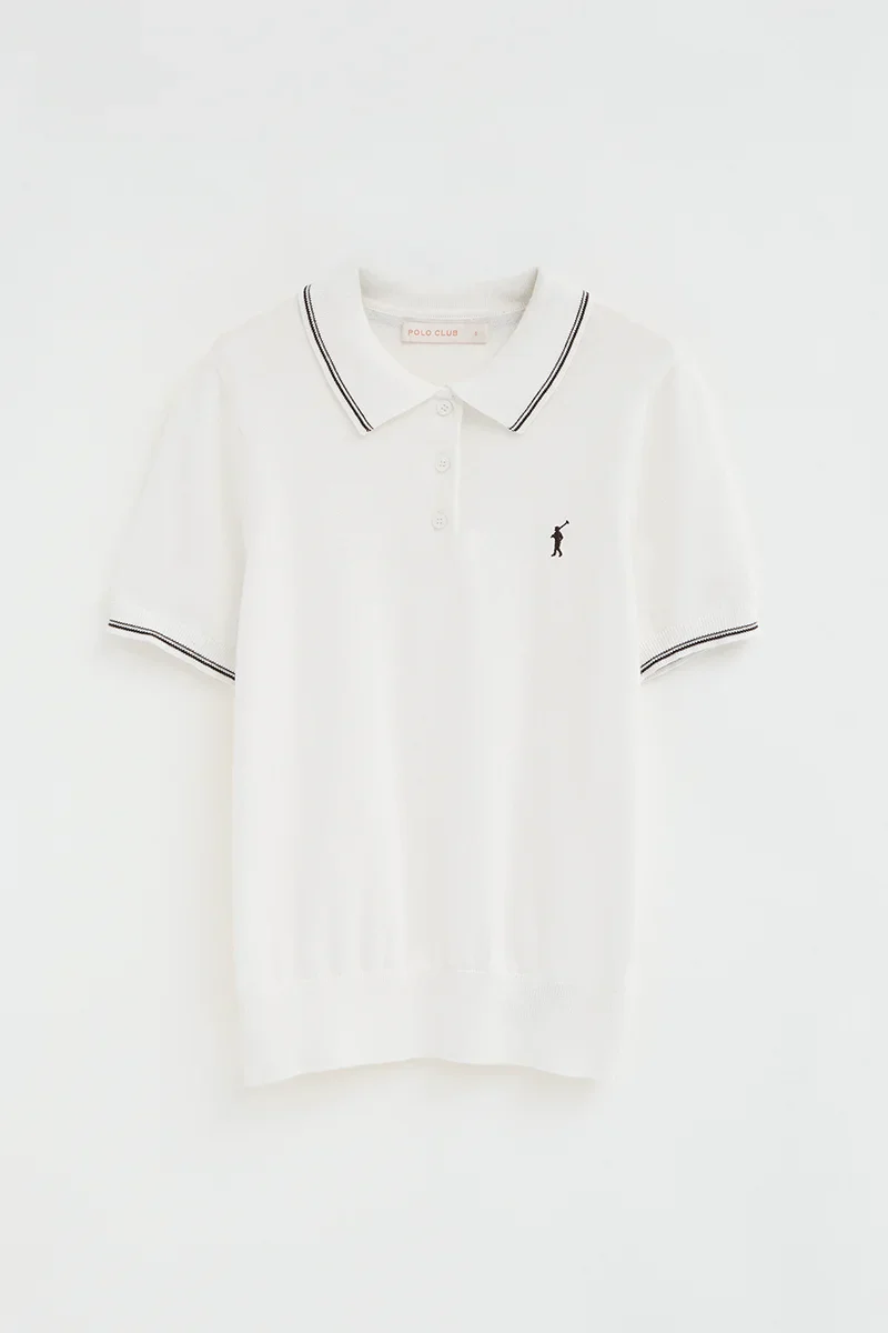 Nude short-sleeve jumper with polo collar and Rigby Go embroidery - Image 9