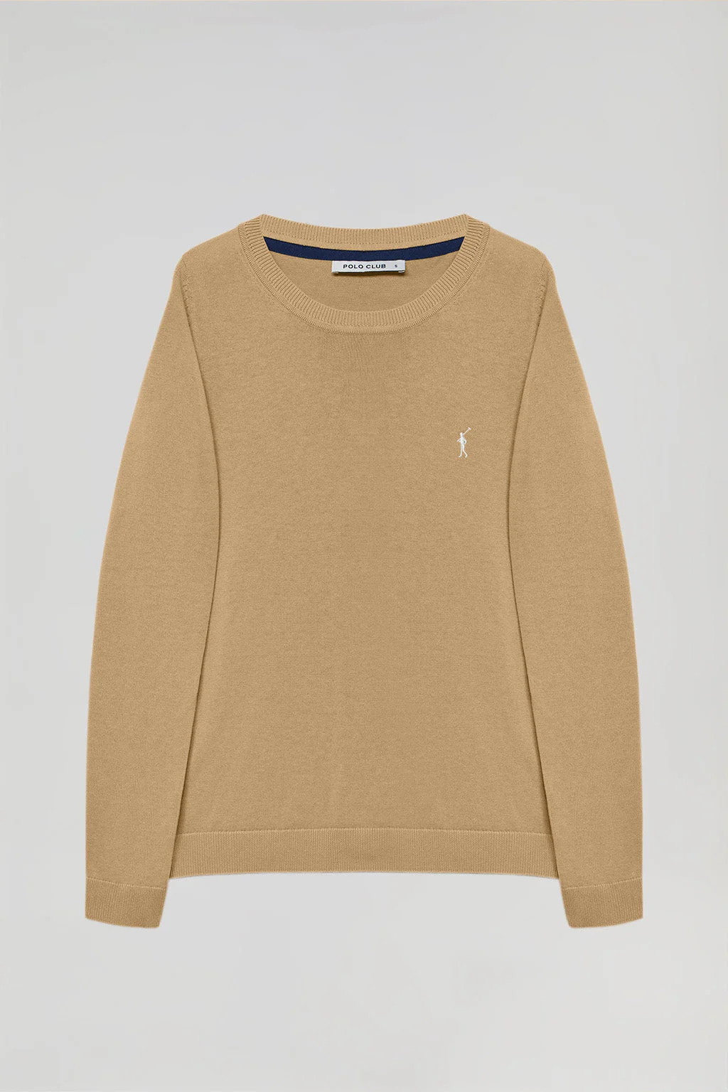 Camel round-neck basic knit jumper with Rigby Go logo - Image 5