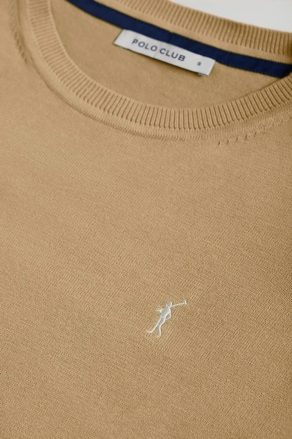 Camel round-neck basic knit jumper with Rigby Go logo - Image 6