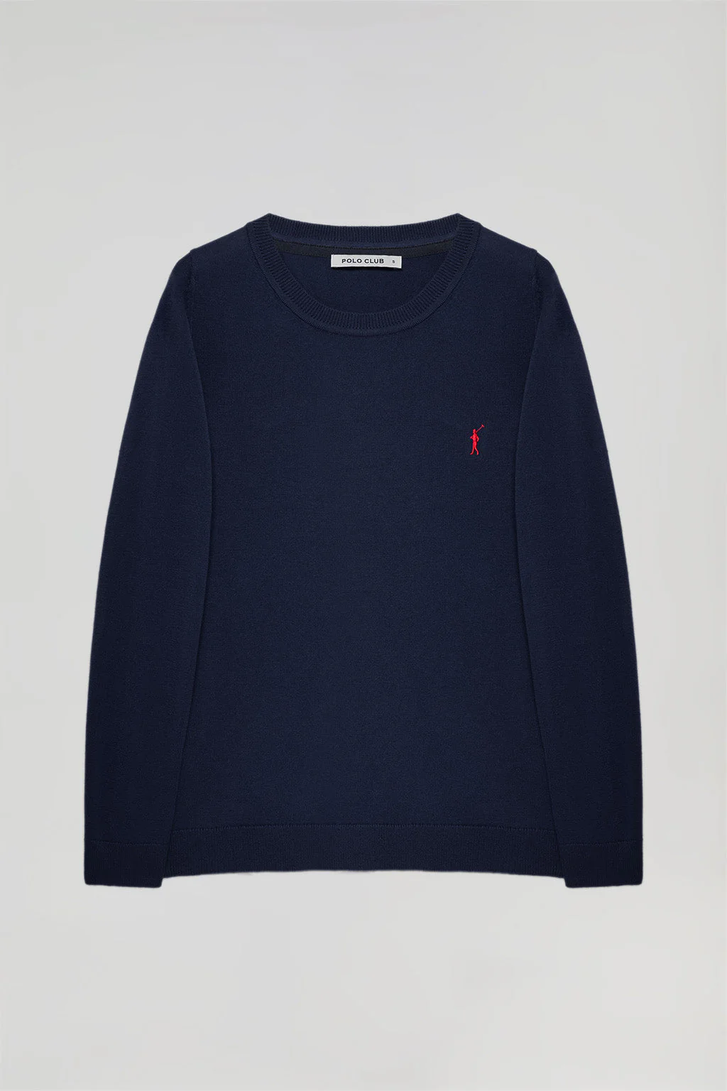Navy-blue round-neck basic knit jumper with Rigby Go logo - Image 7