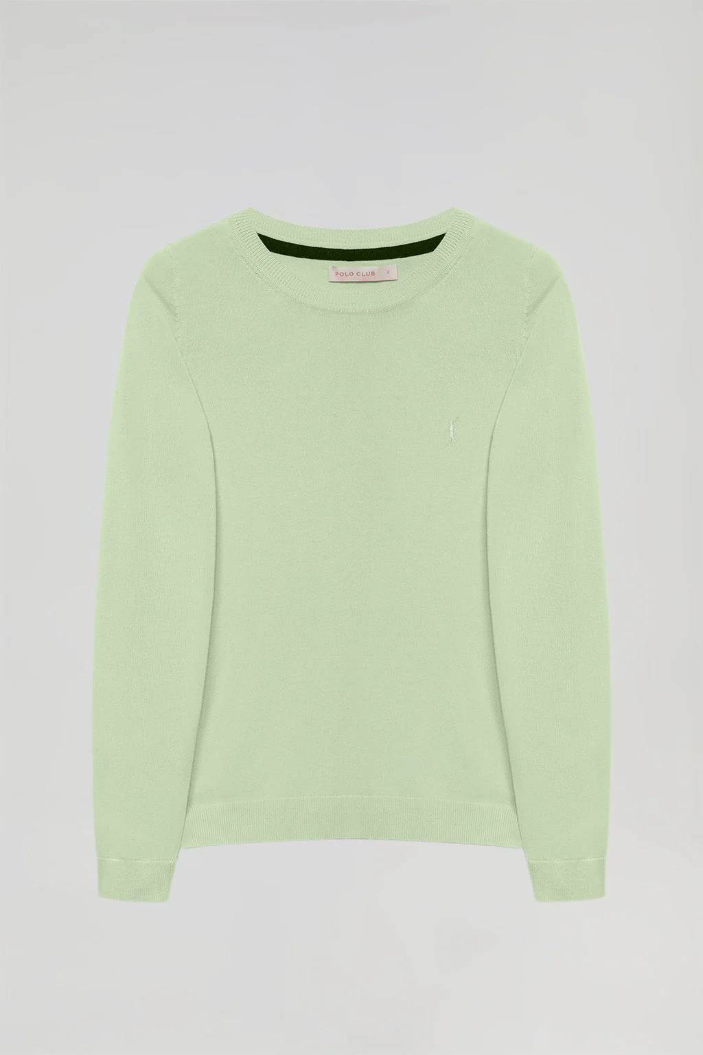 Light-green round-neck basic knit jumper with Rigby Go logo - Image 5