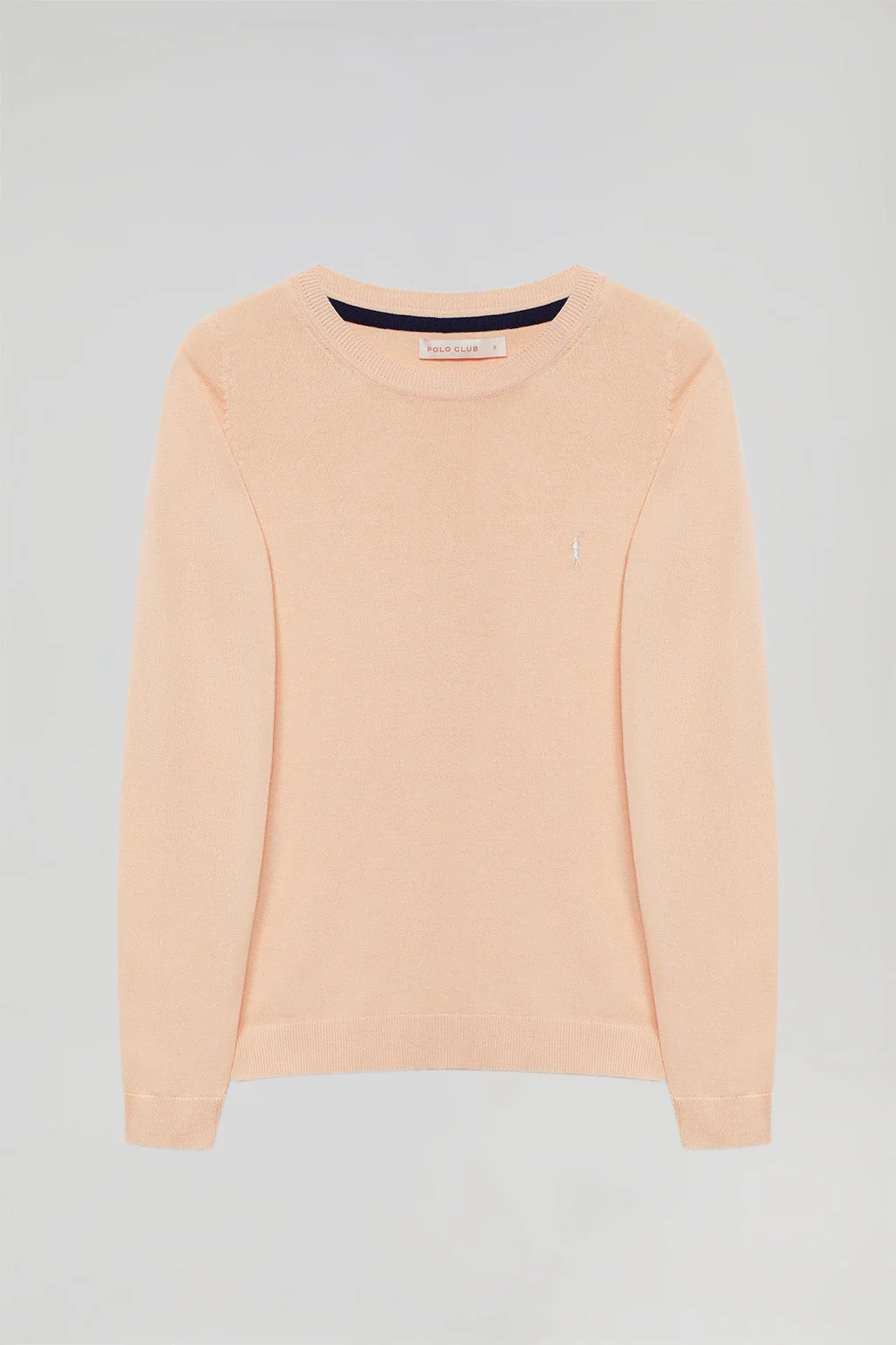 Peach round-neck basic knit jumper with Rigby Go logo - Image 10