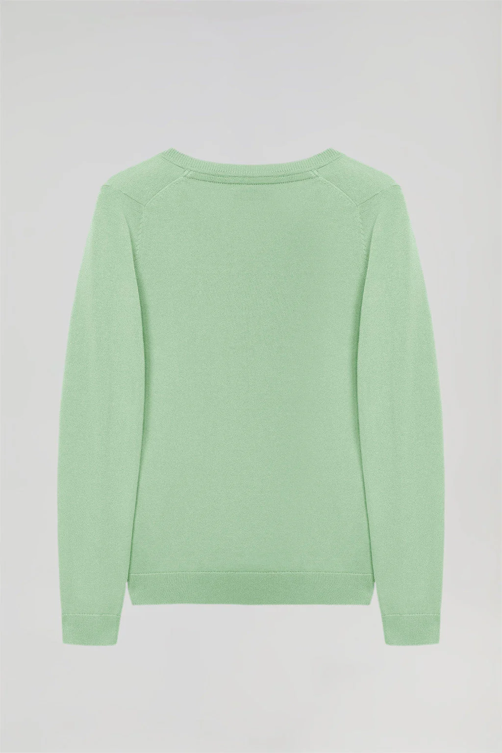 Light-green V-neck basic knit jumper with Rigby Go logo - Image 9