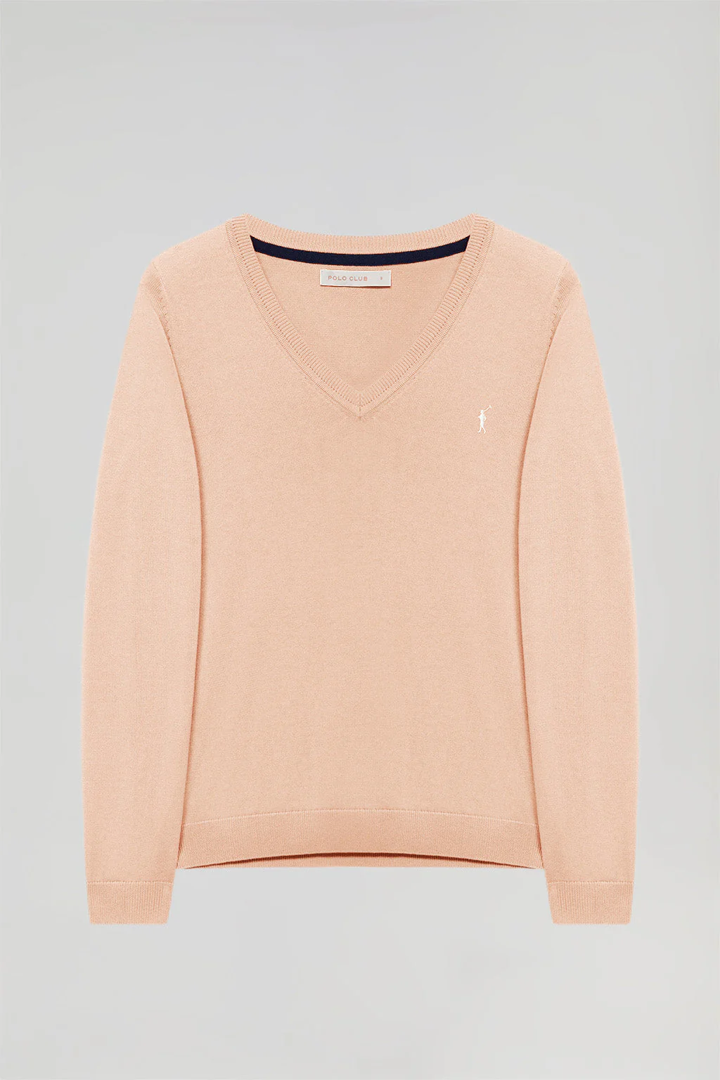 Peach V-neck basic knit jumper with Rigby Go logo - Image 6