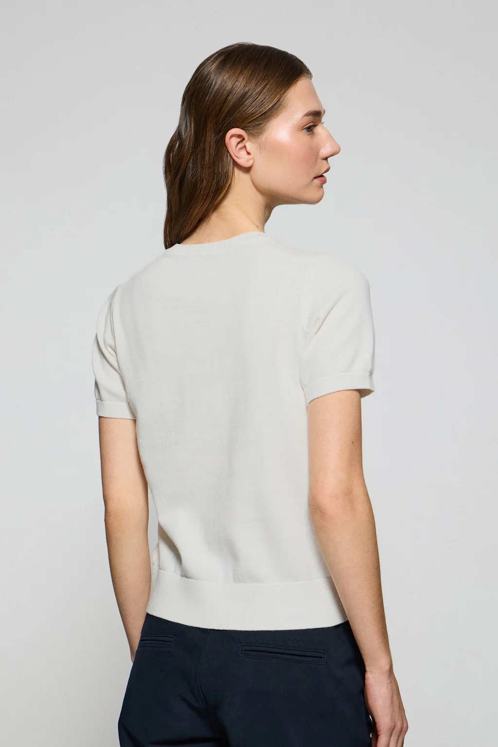 Beige short-sleeve round-neck knit jumper with Rigby Go embroidery - Image 2