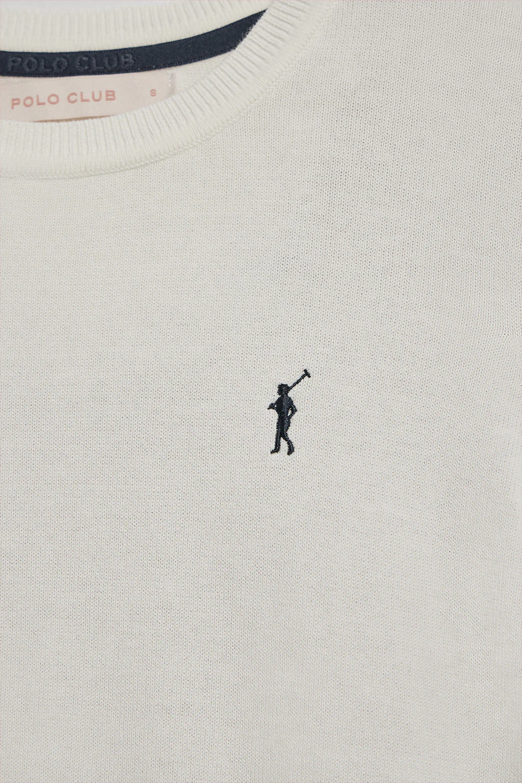 Beige short-sleeve round-neck knit jumper with Rigby Go embroidery - Image 6