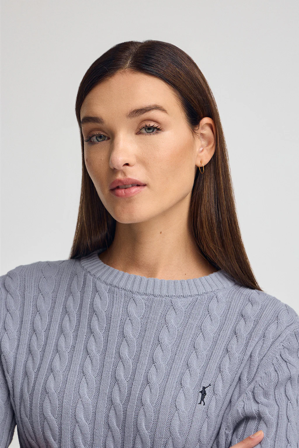 Light-blue round-neck wool-blend jumper with Rigby Go embroidery - Image 2