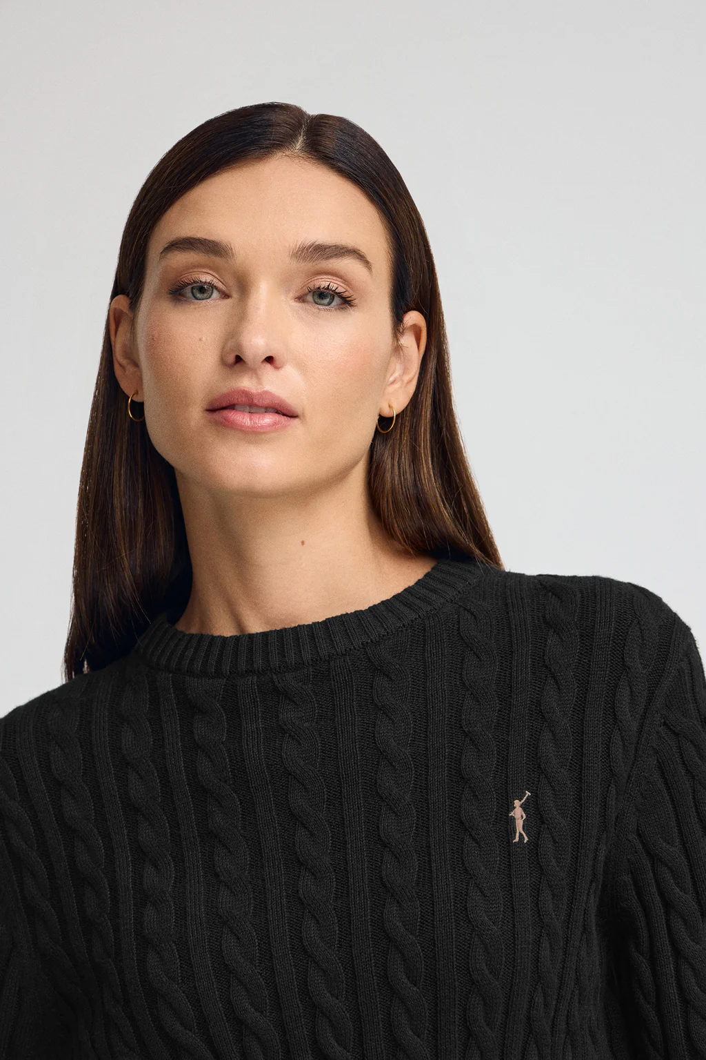 Black round-neck wool-blend jumper with Rigby Go embroidery - Image 2
