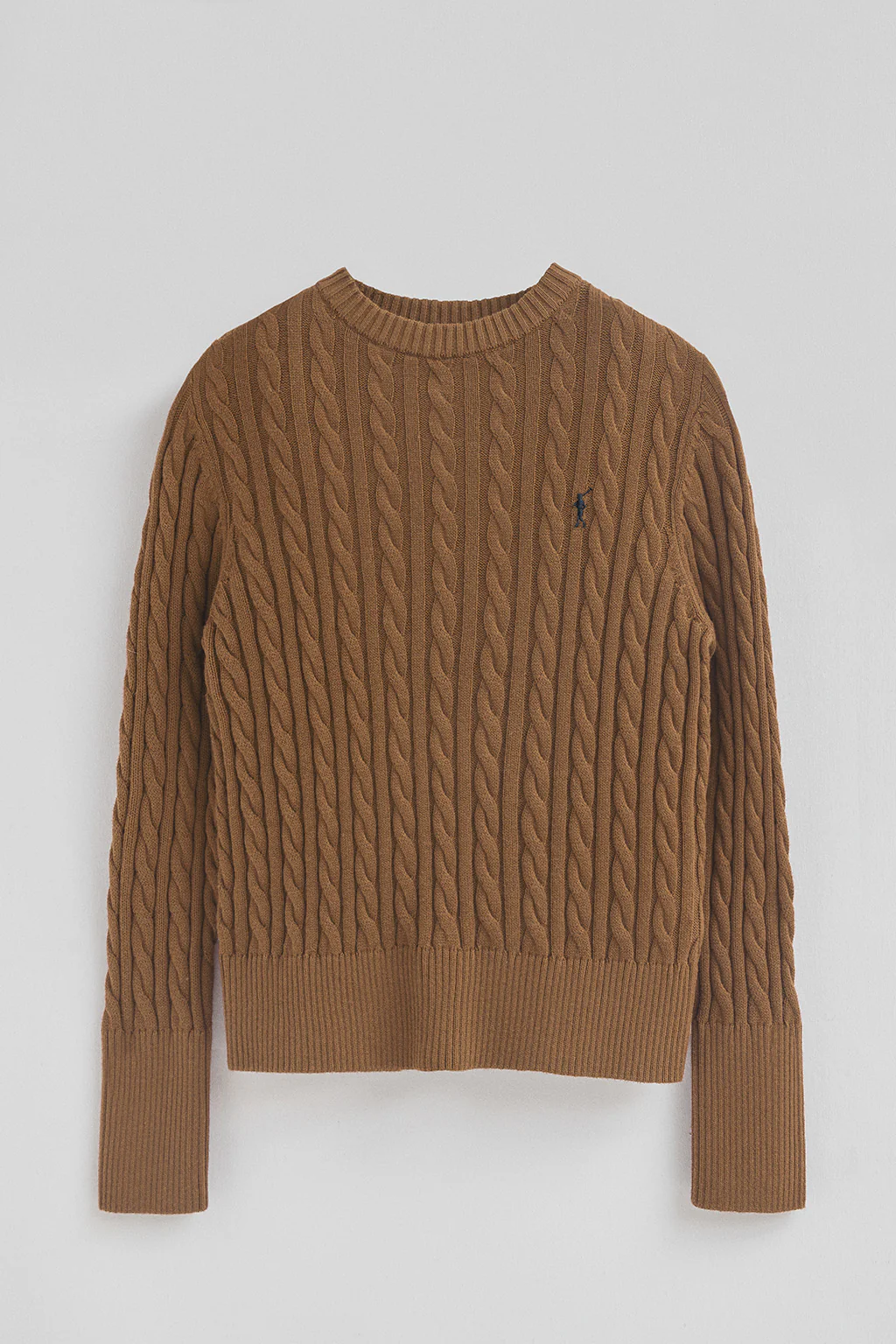 Camel-marl round-neck wool-blend jumper with Rigby Go embroidery - Image 6