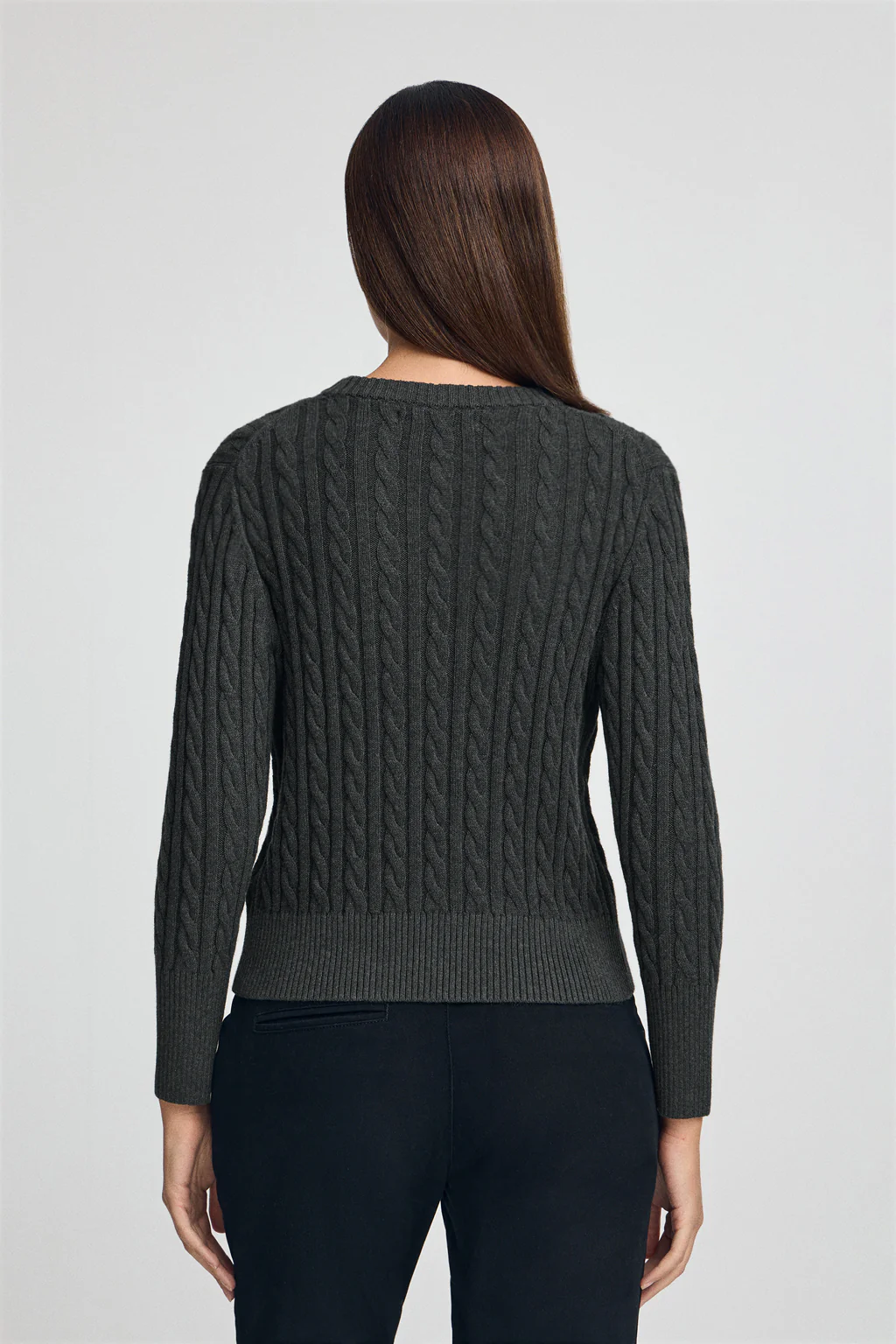 Dark-grey-marl round-neck wool-blend jumper with Rigby Go embroidery - Image 4