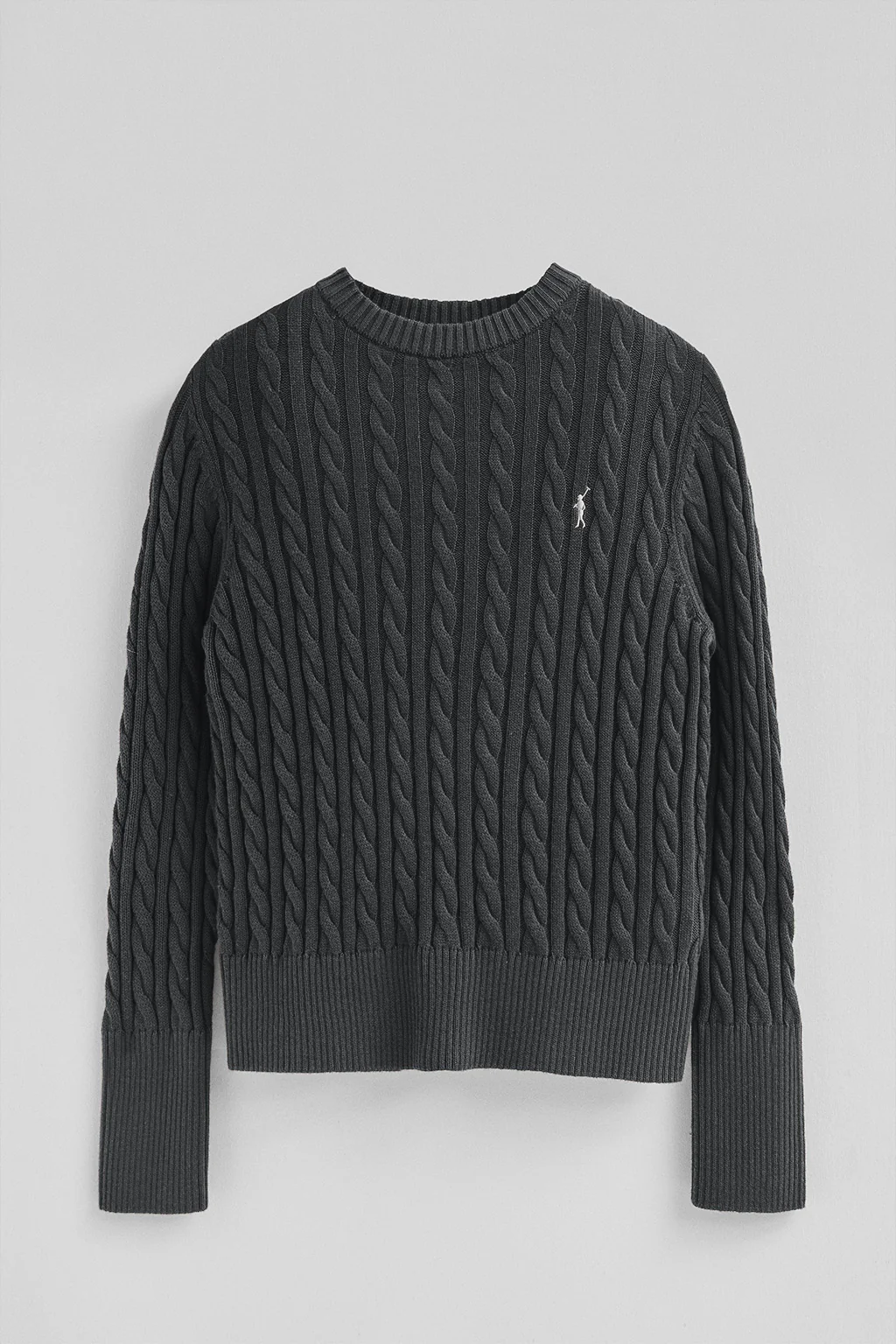 Dark-grey-marl round-neck wool-blend jumper with Rigby Go embroidery - Image 5