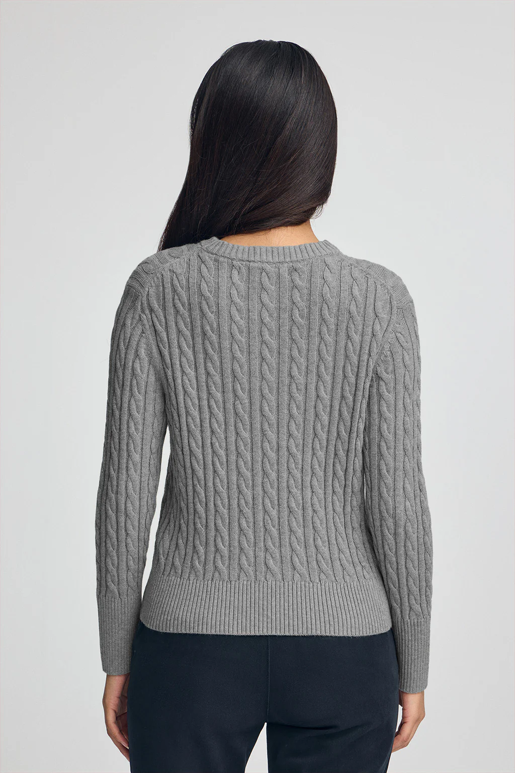 Grey-marl round-neck wool-blend jumper with Rigby Go embroidery - Image 4