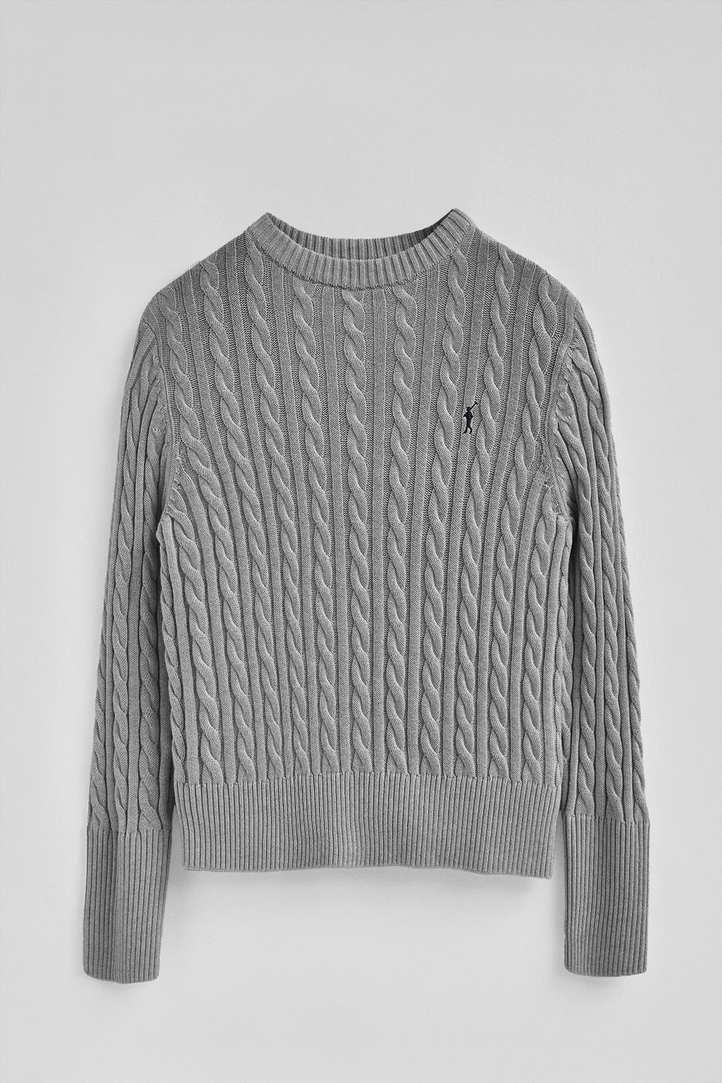 Grey-marl round-neck wool-blend jumper with Rigby Go embroidery - Image 7