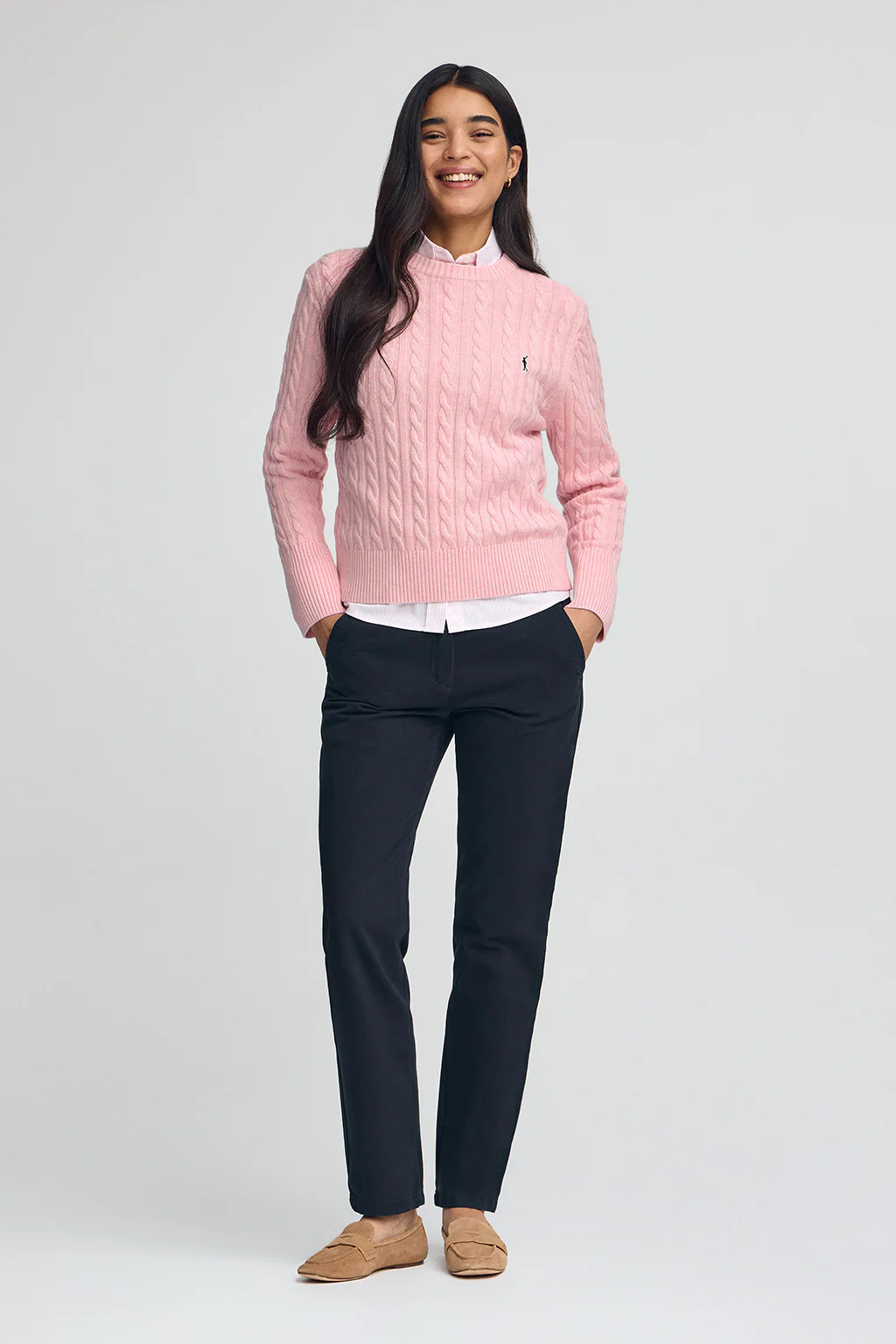 Pink-marl round-neck wool-blend jumper with Rigby Go embroidery - Image 3