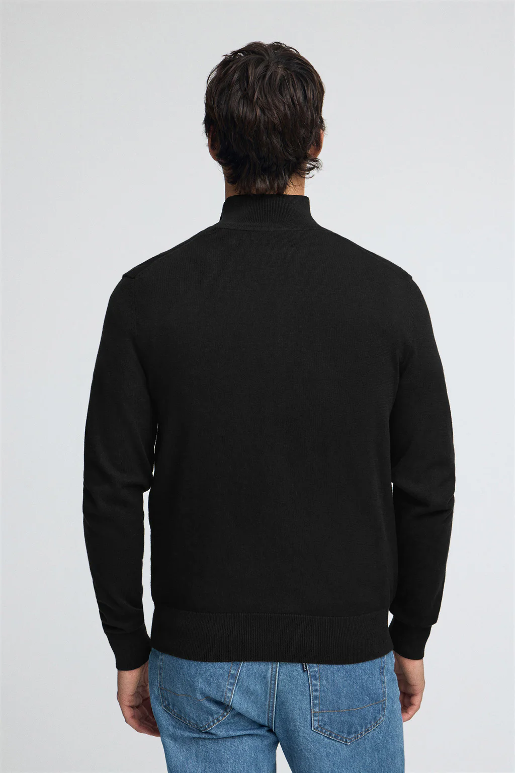 Black half-zip-neck cotton jumper with Rigby Go embroidery - Image 4