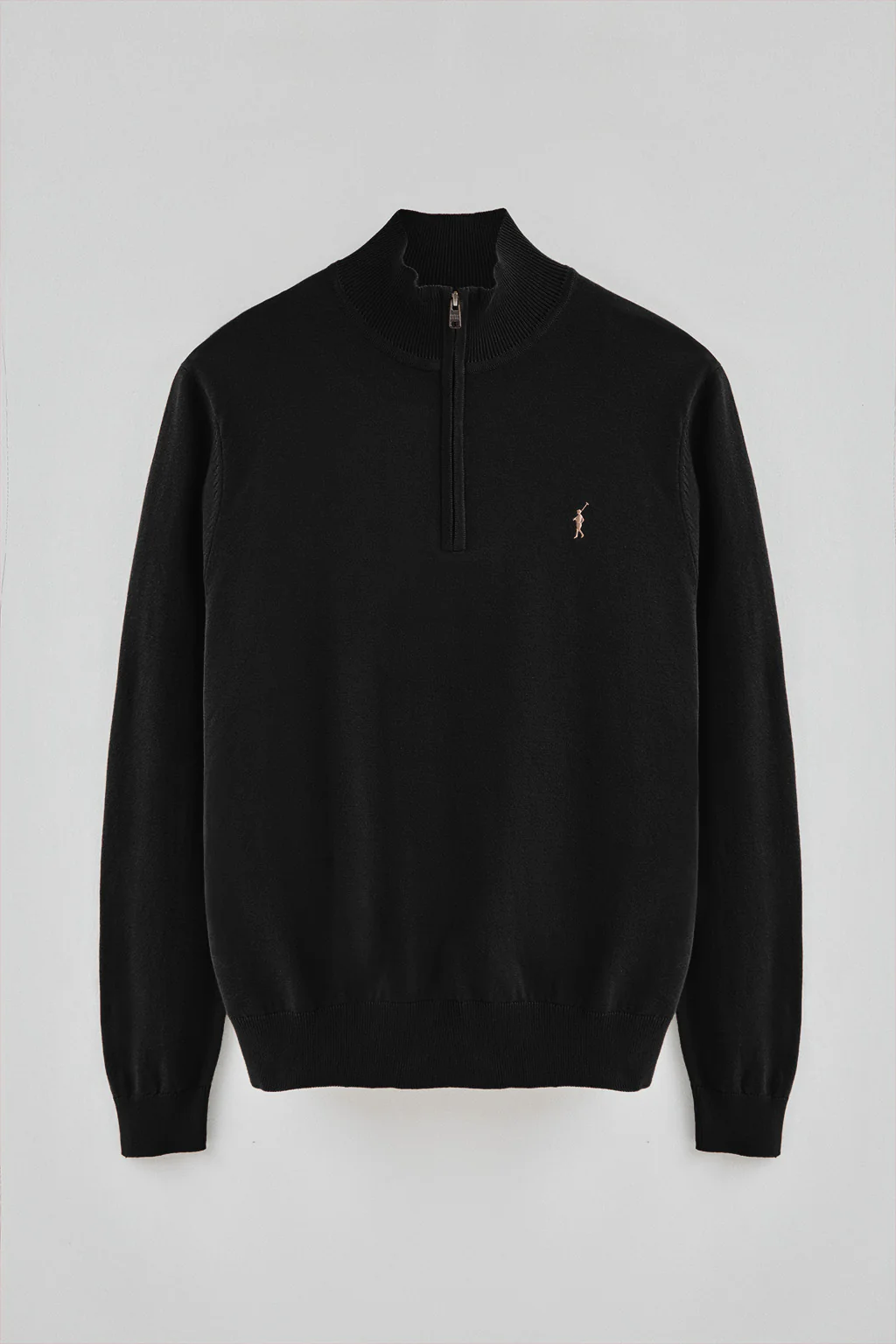 Black half-zip-neck cotton jumper with Rigby Go embroidery - Image 5