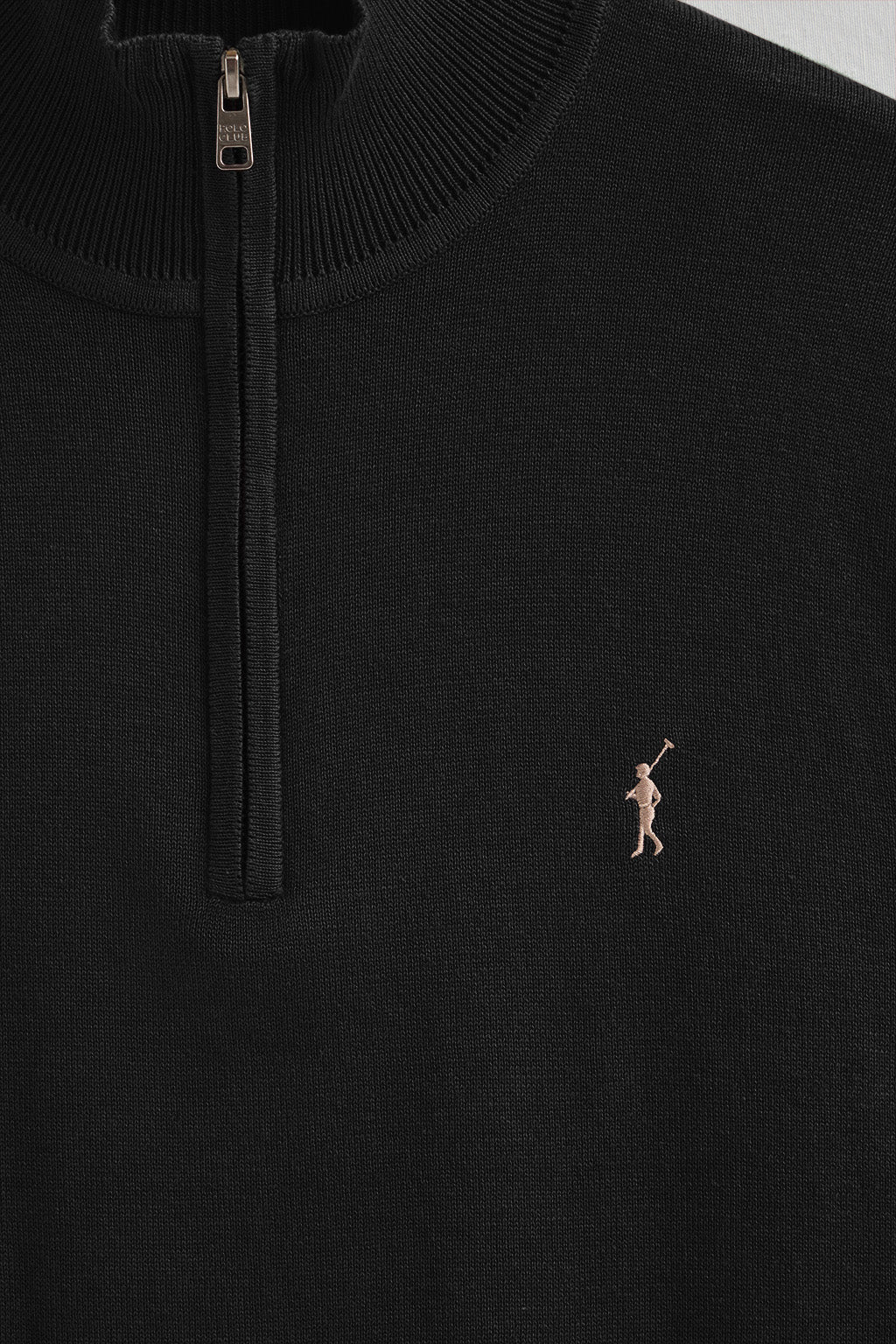Black half-zip-neck cotton jumper with Rigby Go embroidery - Image 6