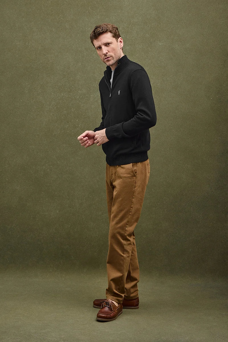 Black zip-up cardigan with Rigby Go logo - Image 4